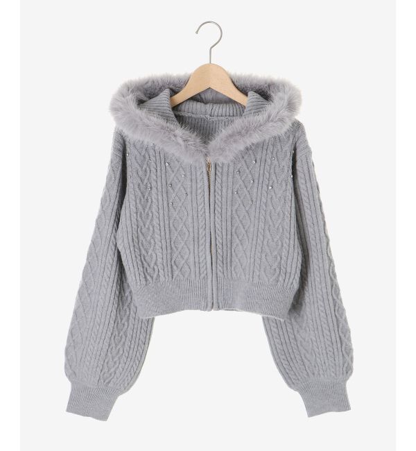  「キラキラフード付きニットパーカー」|パーカー|