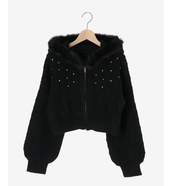  「キラキラフード付きニットパーカー」|パーカー|