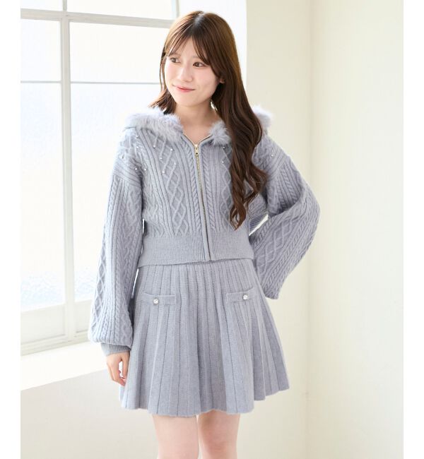  「キラキラフード付きニットパーカー」|パーカー|