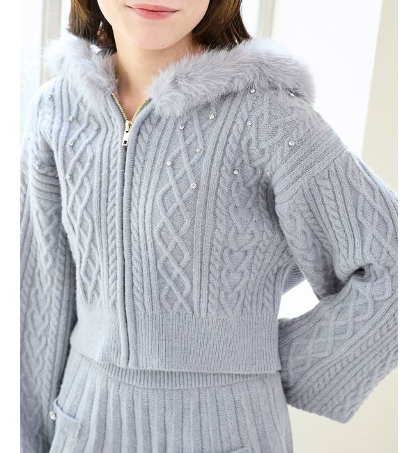  「キラキラフード付きニットパーカー」|パーカー|