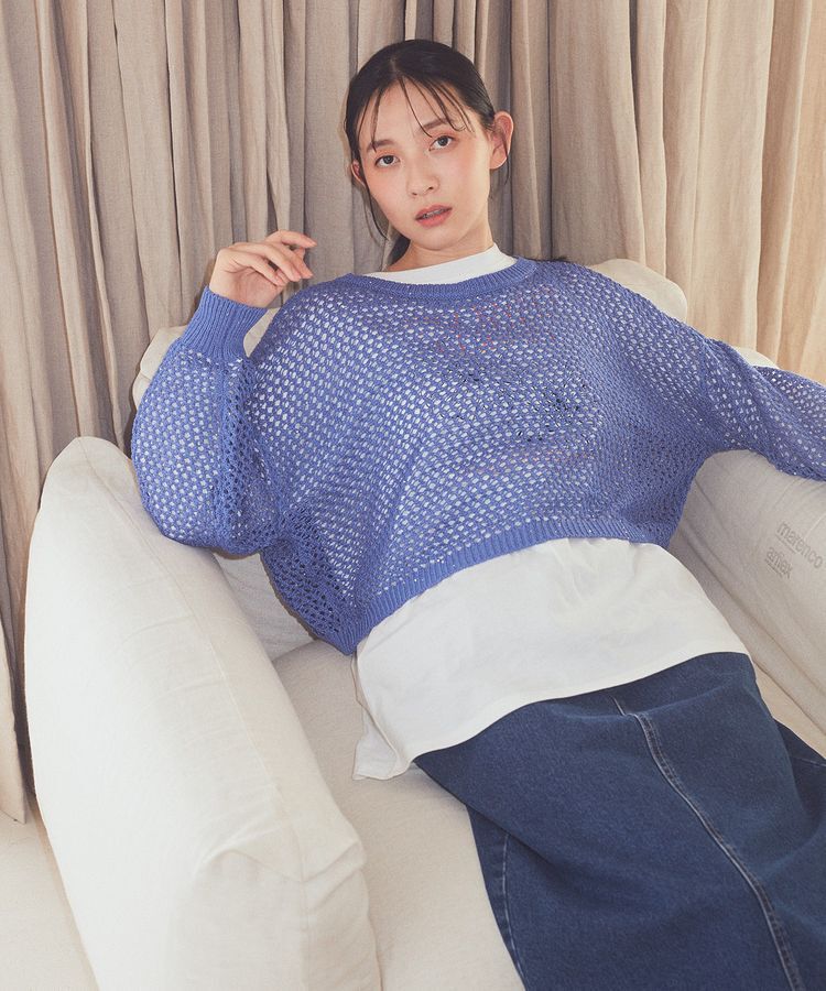 earth music&ecology「スパンコールメッシュニットプルオーバー」|ニット・セーター|