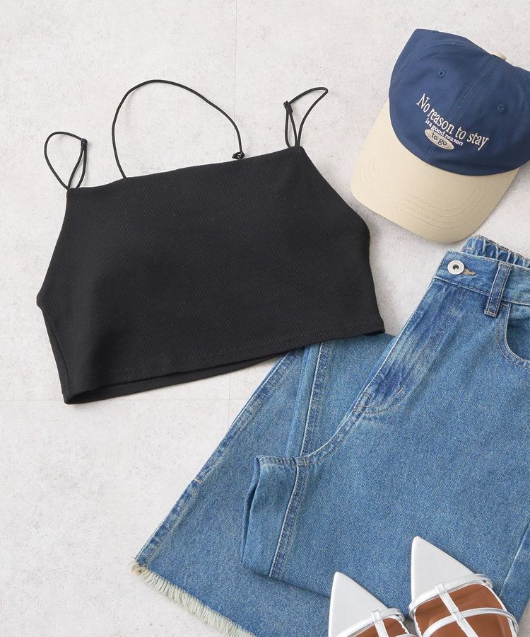 earth music&ecology「アシメショルダーショートキャミソール」|キャミソール|