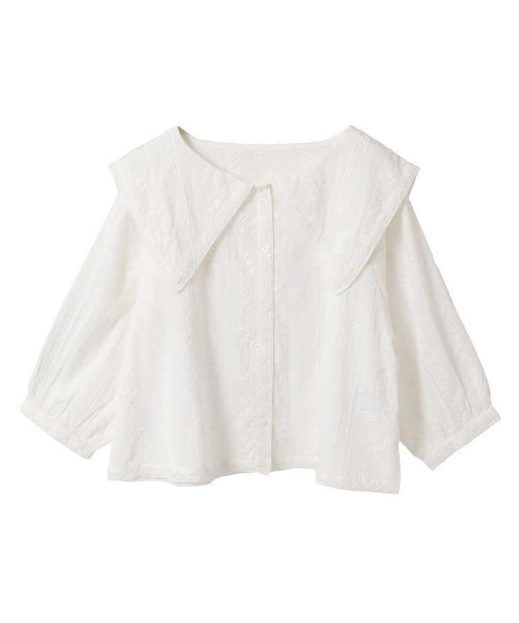 earth music&ecology「ビッグカラー刺繍ブラウス」|シャツ・ブラウス|Off White