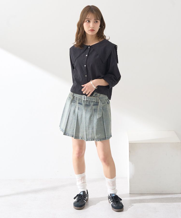 earth music&ecology「ビッグカラー刺繍ブラウス」|シャツ・ブラウス|