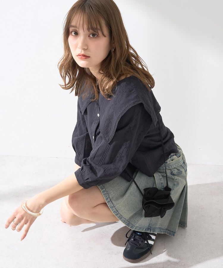 earth music&ecology「ビッグカラー刺繍ブラウス」|シャツ・ブラウス|