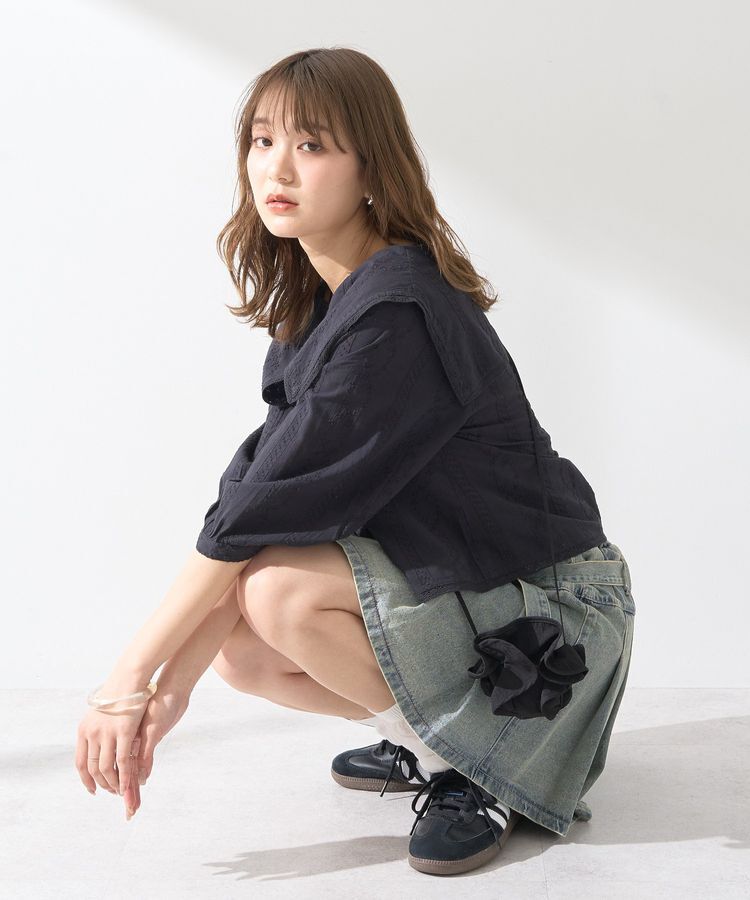 earth music&ecology「ビッグカラー刺繍ブラウス」|シャツ・ブラウス|