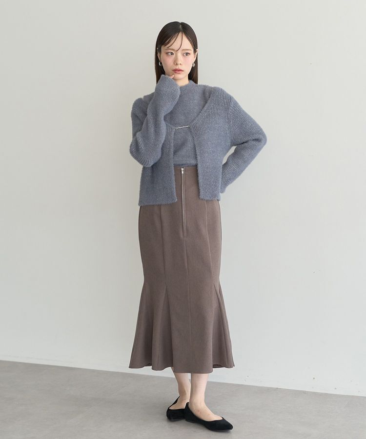 earth music&ecology「SET2点チャーム付きシャギーニット＋インナー」|カーディガン|