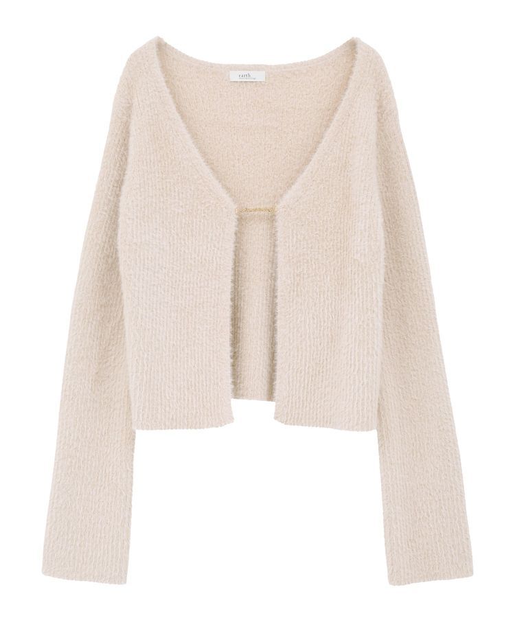 earth music&ecology「SET2点チャーム付きシャギーニット＋インナー」|カーディガン|