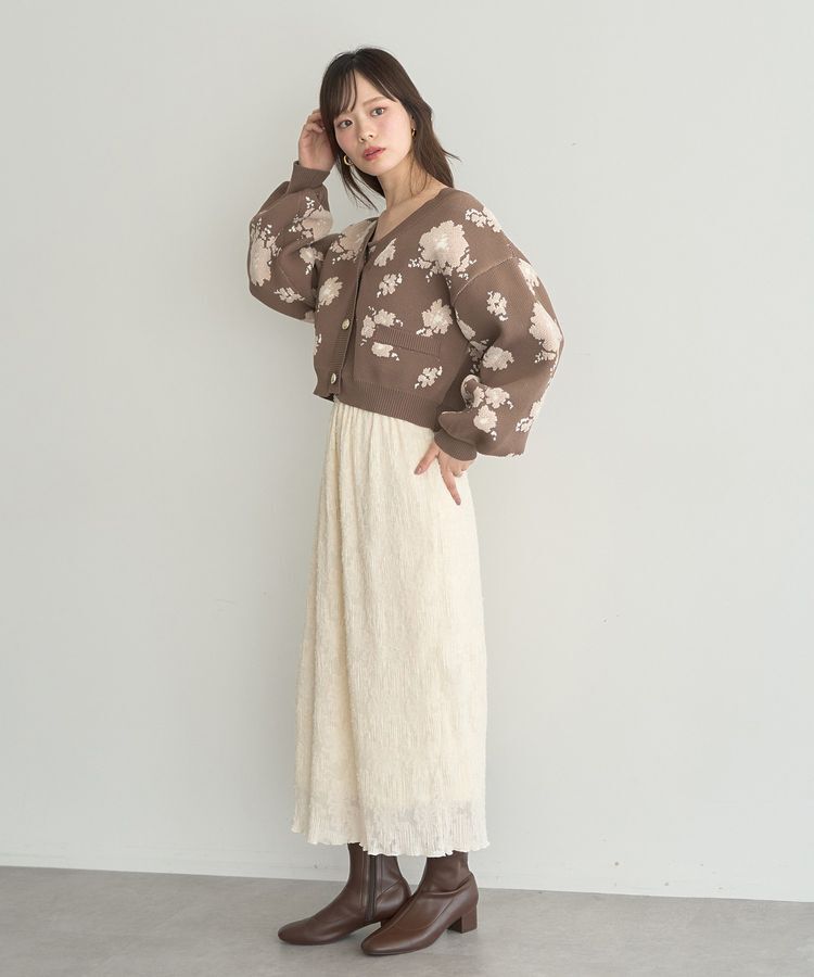 earth music&ecology「SET2点フラワージャガードカーデ+ビスチェ」|カーディガン|