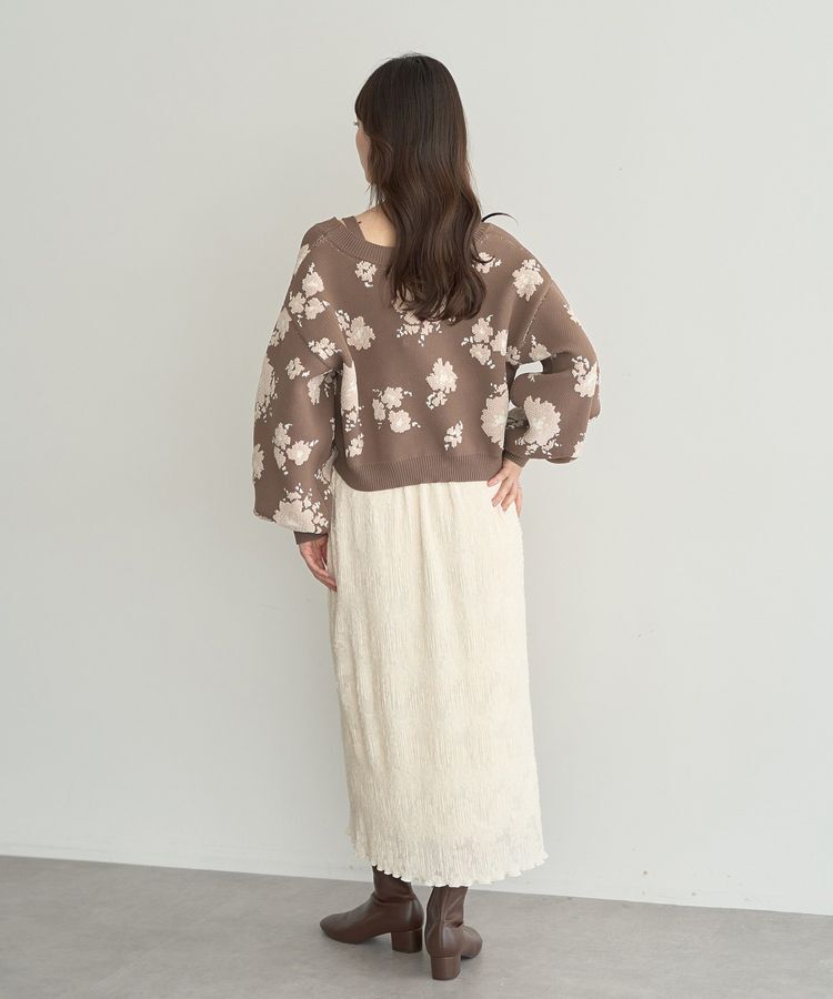 earth music&ecology「SET2点フラワージャガードカーデ+ビスチェ」|カーディガン|