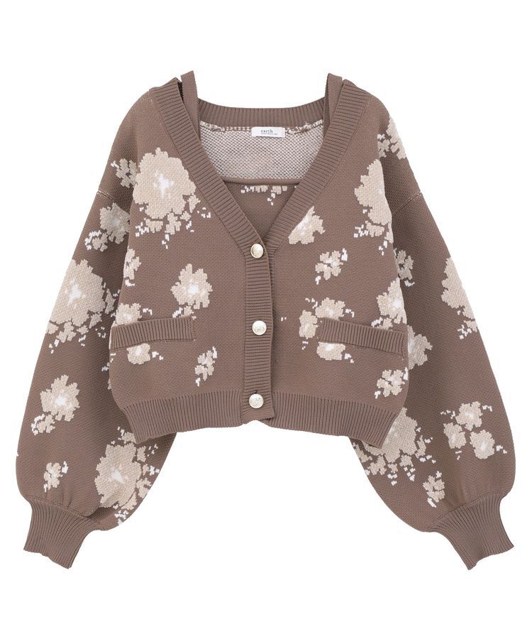 earth music&ecology「SET2点フラワージャガードカーデ+ビスチェ」|カーディガン|