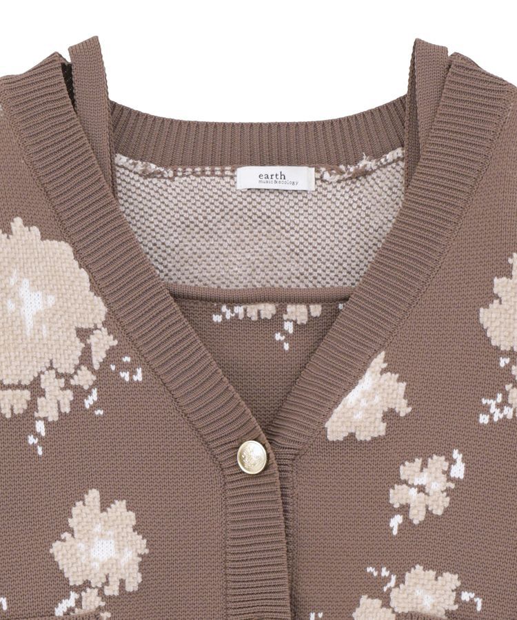 earth music&ecology「SET2点フラワージャガードカーデ+ビスチェ」|カーディガン|