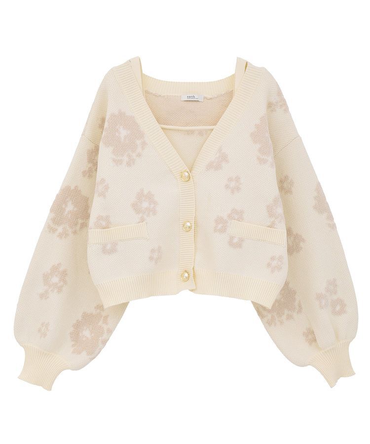 earth music&ecology「SET2点フラワージャガードカーデ+ビスチェ」|カーディガン|