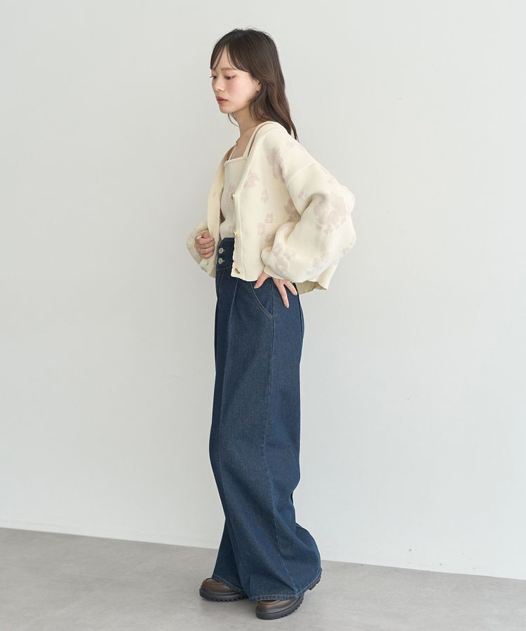 earth music&ecology「SET2点フラワージャガードカーデ+ビスチェ」|カーディガン|