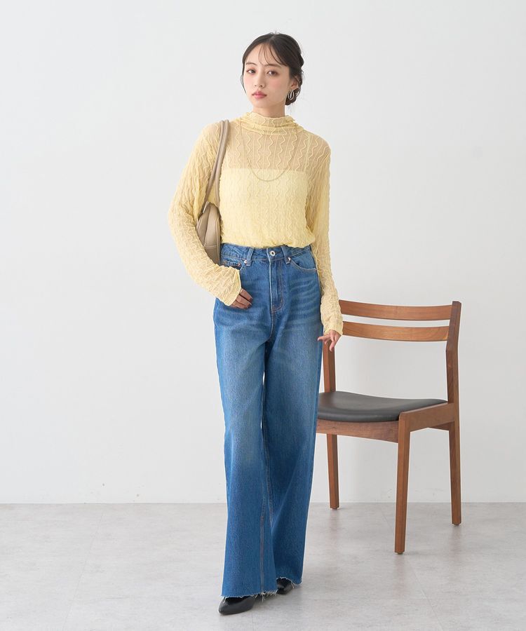 earth music&ecology「ハイネックシアーうねうねプルオーバー」|Tシャツ・カットソー|