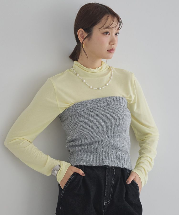 earth music&ecology「あったかフェミニンインナー(シアーハイネック)」|Tシャツ・カットソー|Light yellow