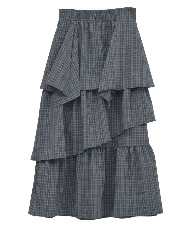 earth music&ecology「ハイウエストランダムティアードチェックスカート」|フレア|