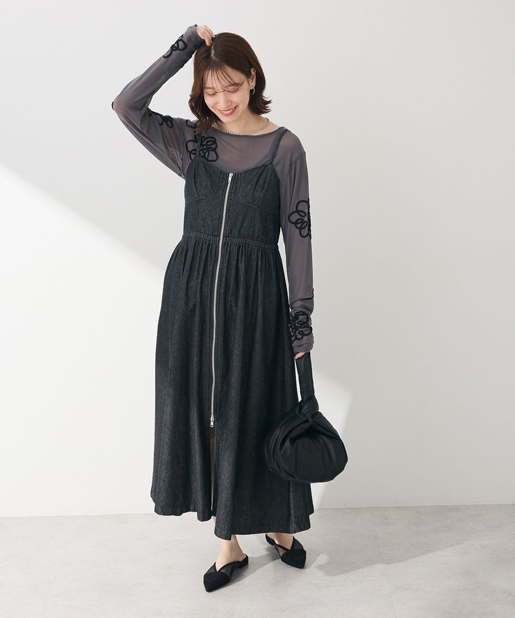 Green Parks「・SUGAR SPOON コルセットデニムキャミワンピ」|ワンピース|Black
