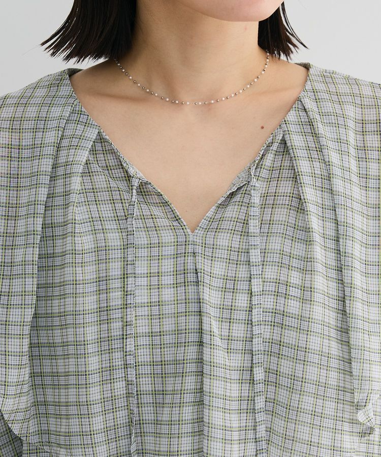 armonia「チェックシアーフリルブラウス」|シャツ・ブラウス|