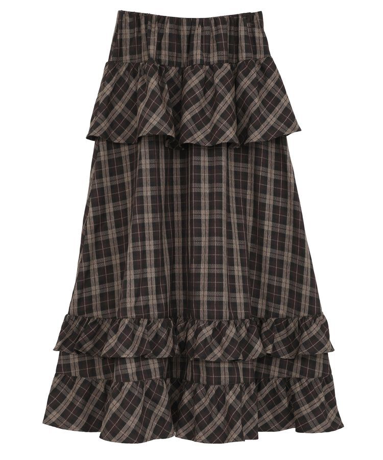 Green Parks「■ESCAR チェックペプラムフレアスカート」|フレア|