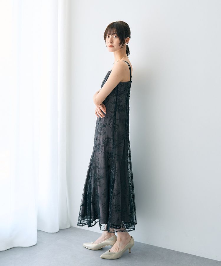 YECCA VECCA「【2点SET】フラワー柄スパンコール刺繍ドレス」|ワンピース|