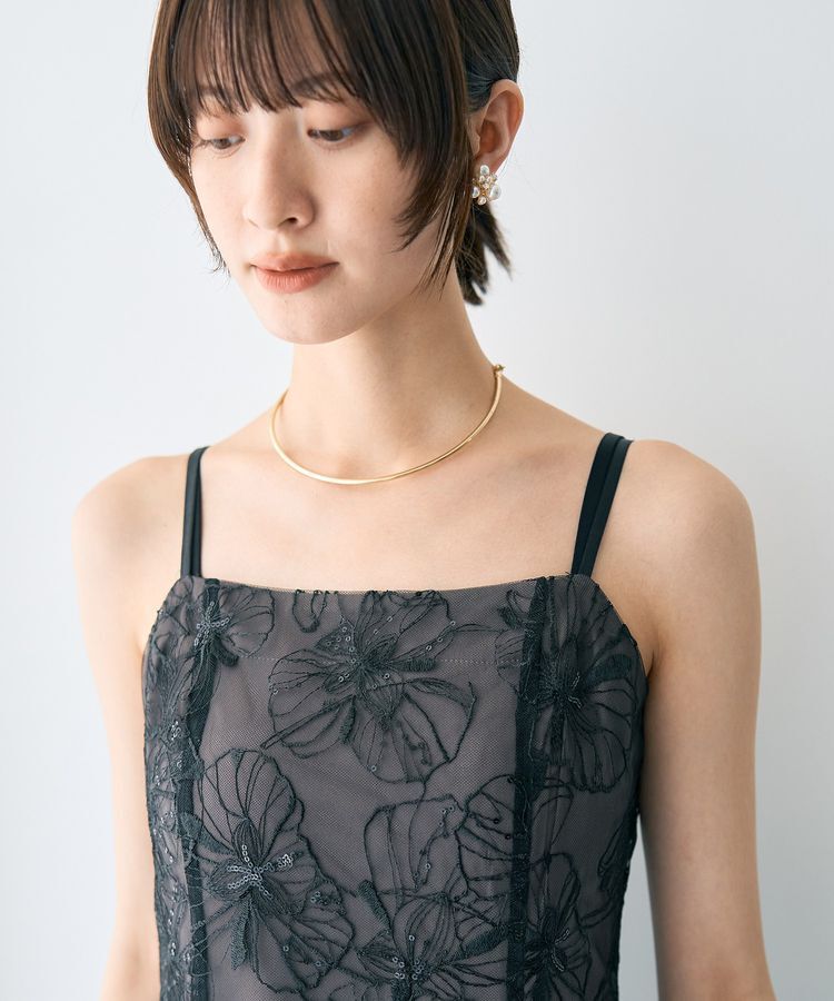 YECCA VECCA「【2点SET】フラワー柄スパンコール刺繍ドレス」|ワンピース|