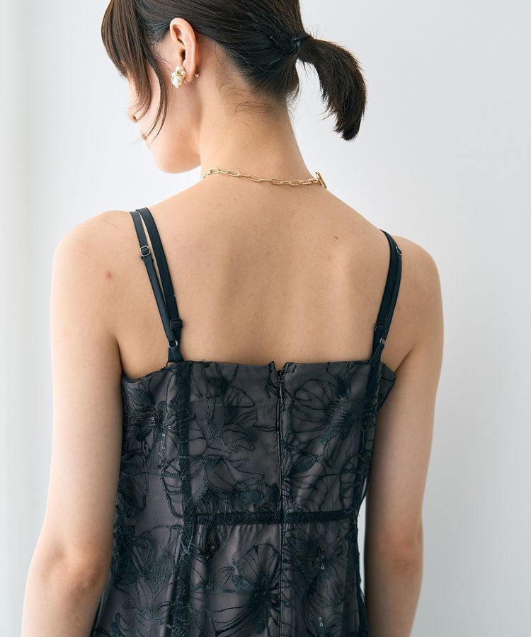 YECCA VECCA「【2点SET】フラワー柄スパンコール刺繍ドレス」|ワンピース|