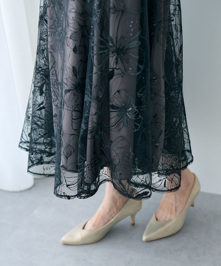 YECCA VECCA「【2点SET】フラワー柄スパンコール刺繍ドレス」|ワンピース|