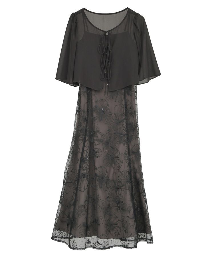 YECCA VECCA「【2点SET】フラワー柄スパンコール刺繍ドレス」|ワンピース|