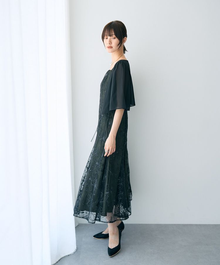 YECCA VECCA「【2点SET】フラワー柄スパンコール刺繍ドレス」|ワンピース|