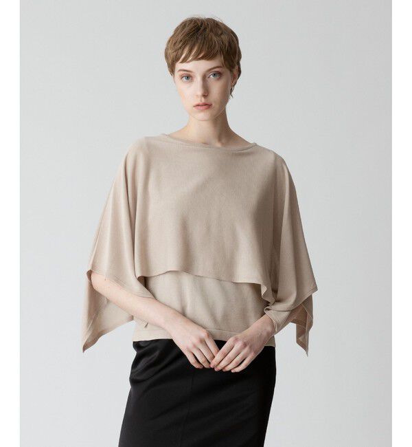 allureville「ケープスリーブ プルオーバー」|ニット・セーター|ベージュ