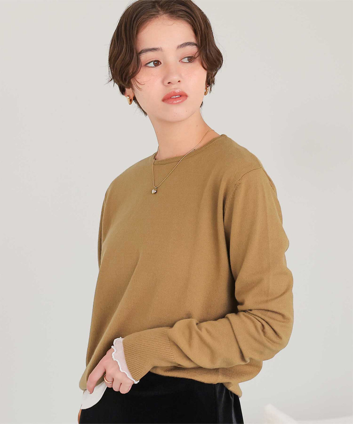 titivate「なめらか手触りカシミヤタッチクルーネックニット」|ニット・セーター|