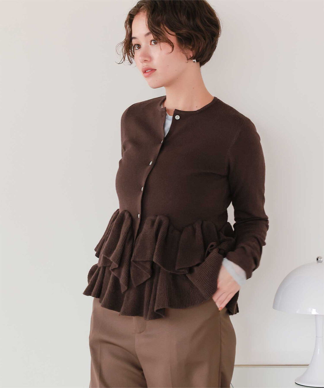 titivate「フリルヘムニットカーディガン」|ニット・セーター|