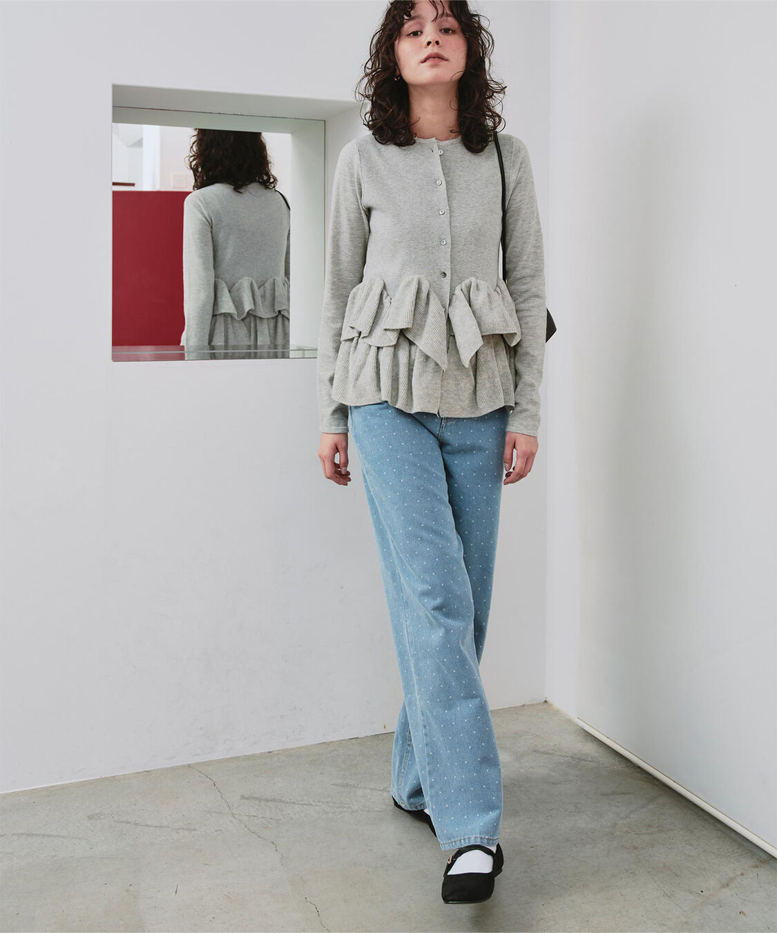 titivate「フリルヘムニットカーディガン」|ニット・セーター|