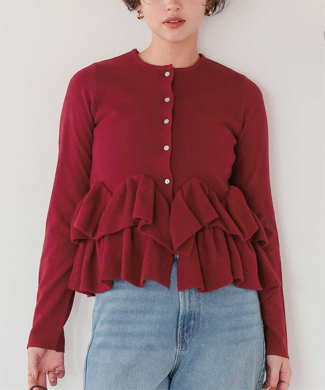 titivate「フリルヘムニットカーディガン」|ニット・セーター|