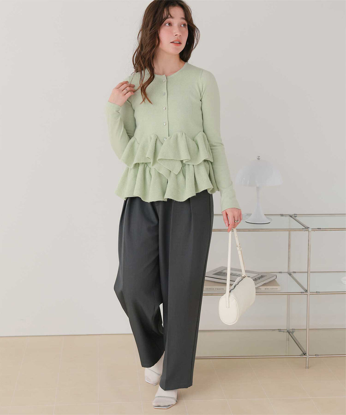 titivate「フリルヘムニットカーディガン」|ニット・セーター|