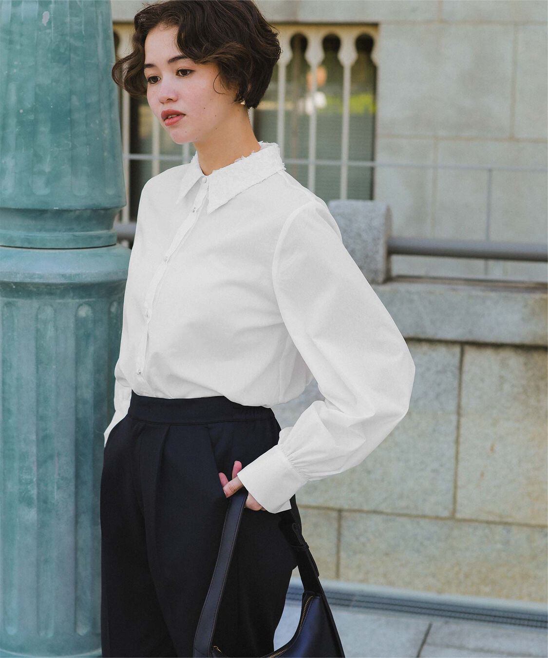 titivate「レース襟付デザインシャツ」|シャツ・ブラウス|