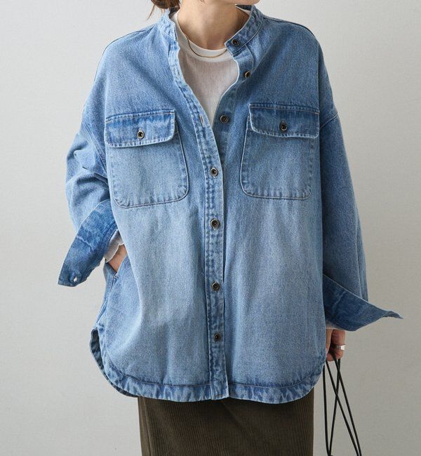  「コーンデニムバンドカラーデニムジャケット」|テーラードジャケット|