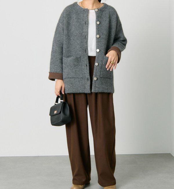  「Wフェイスニットノーカラーハーフコート」|その他|