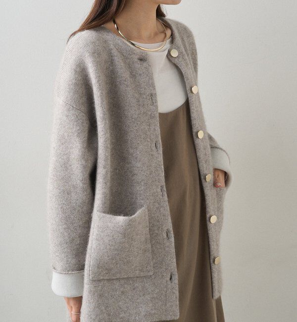  「Wフェイスニットノーカラーハーフコート」|その他|