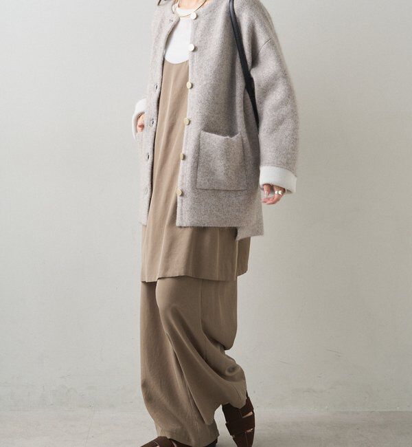  「Wフェイスニットノーカラーハーフコート」|その他|