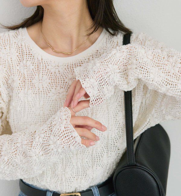 「フラワージャガードストレッチレースプルオーバー」|プルオーバー|アイボリー