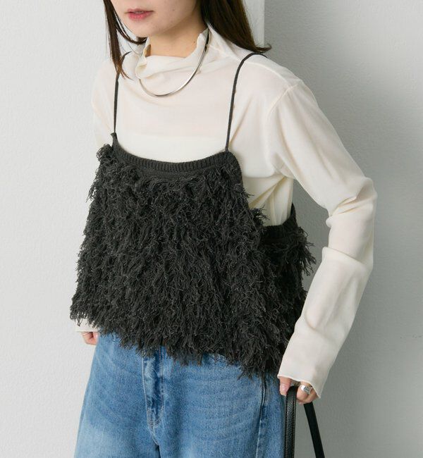  「【新色追加/リバイバル】ナイロンチュールベロアハイネックトップス」|Tシャツ・カットソー|