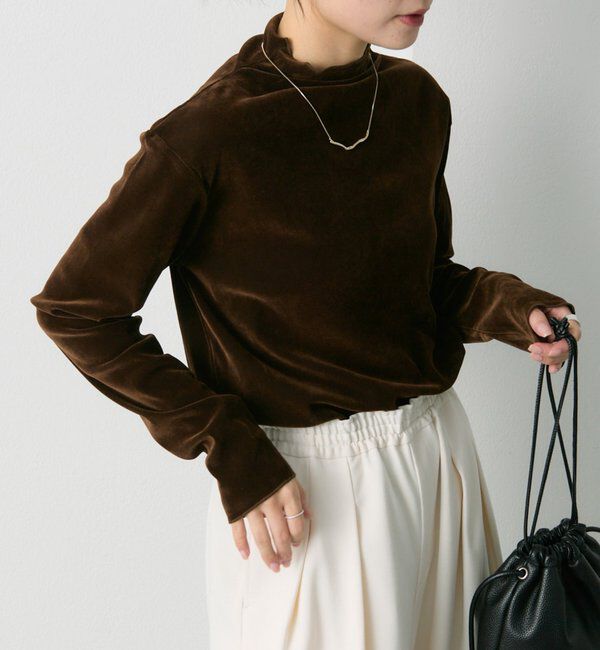 「【新色追加/リバイバル】ナイロンチュールベロアハイネックトップス」|Tシャツ・カットソー|