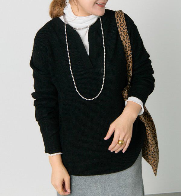  「キーネックワッフルニット」|ニット・セーター|