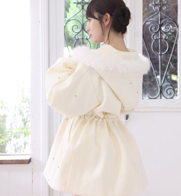  「フードフェイクファービジューミドルコート」|その他|