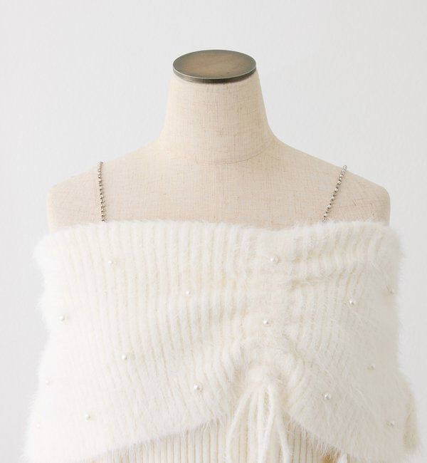  「パール&times;ビジューオフショルニット」|ニット・セーター|