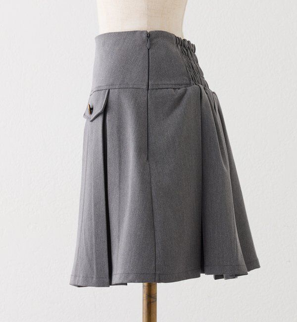  「金ボタンボックスプリーツミニスカート」|スカート|