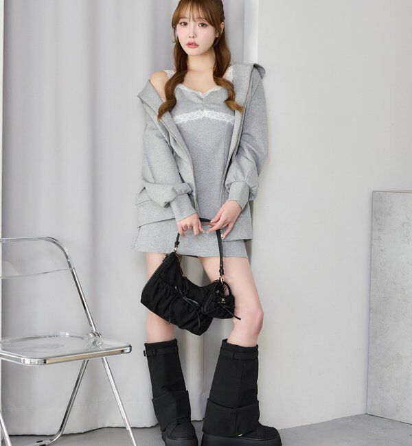  「【セットアップ可能】レース付きカットキャミワンピース」|ワンピース|