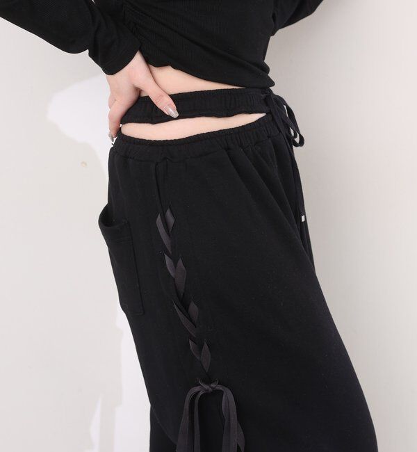  「【セットアップ可能】サイドカットレースアップスウェットパンツ」|その他|